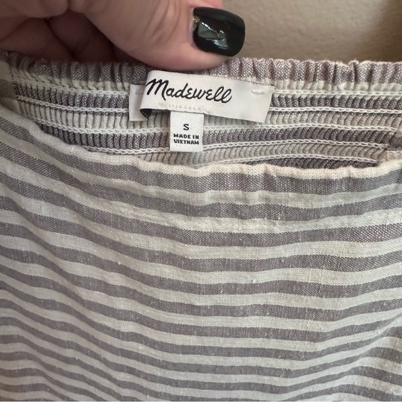 Madewell gray white linen blend tiered maxi dress SIZE S - Picture 5 of 10